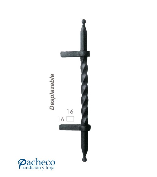 Tirador de hierro forjado entorchado desplazado para portón de forja