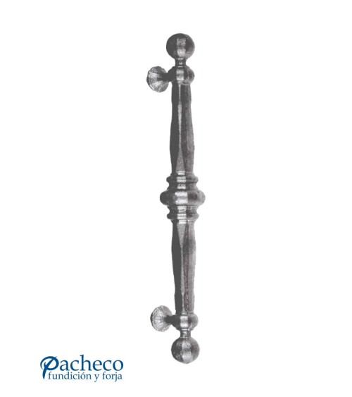 Tirador de hierro forjado torneado con bolas decorativas para puerta de portal