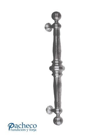 Tirador de hierro forjado torneado con bolas decorativas para puerta de portal