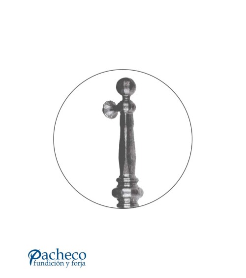 Tirador de hierro forjado torneado con bolas decorativas para puerta de portal