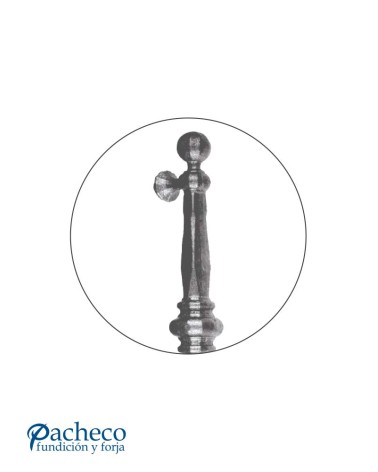 Tirador de hierro forjado torneado con bolas decorativas para puerta de portal