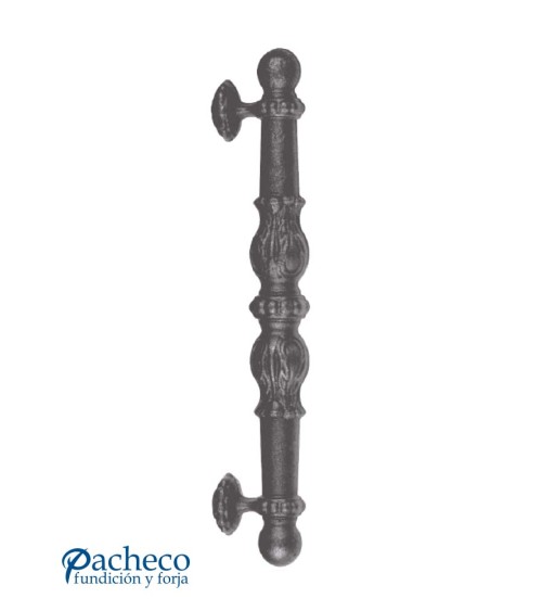 Tirador de forja torneado decorado de diámetro ancho para puerta de hierro