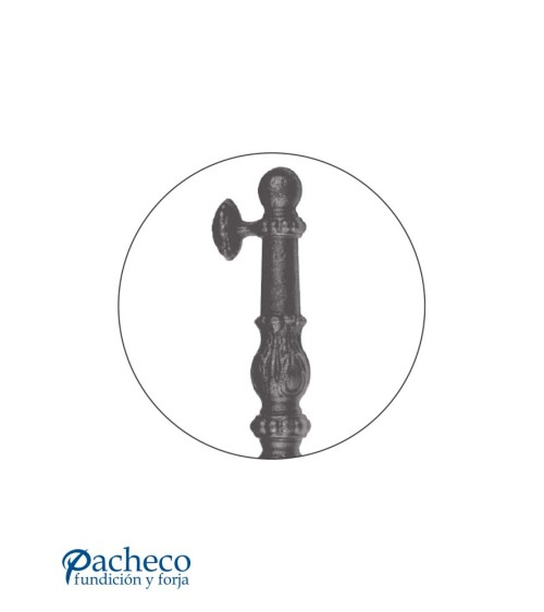 Tirador de forja torneado decorado de diámetro ancho para puerta de hierro