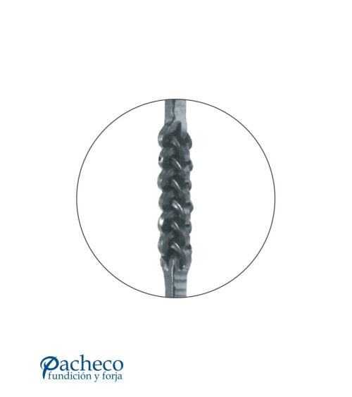 Tirador de hierro forjado trenzado grueso con remates para portón de forja