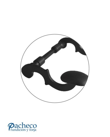 Manilla de forja rústica curva con roseta redonda para puerta rústica