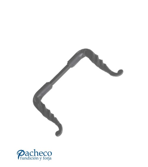 Manilla de forja rústica curva estriada para puerta principal