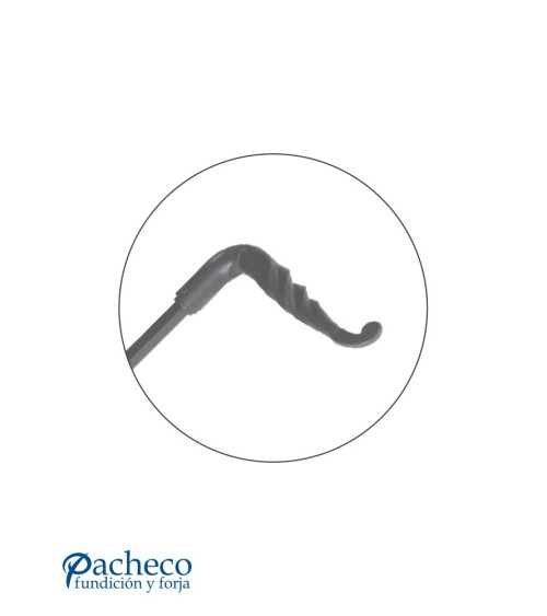 Manilla de forja rústica curva estriada para puerta principal