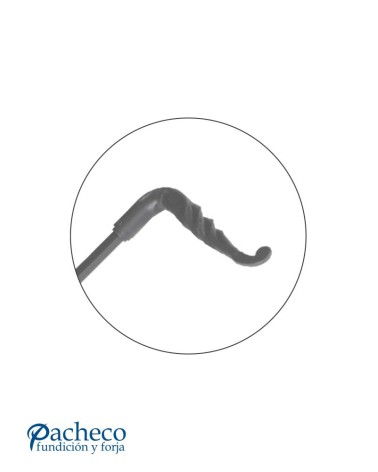 Manilla de forja rústica curva estriada para puerta principal