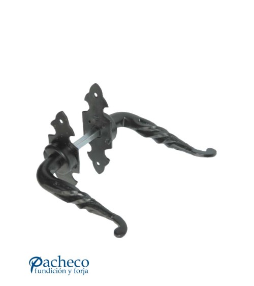 Manilla de hierro forjado trenzada con placa para puerta principal