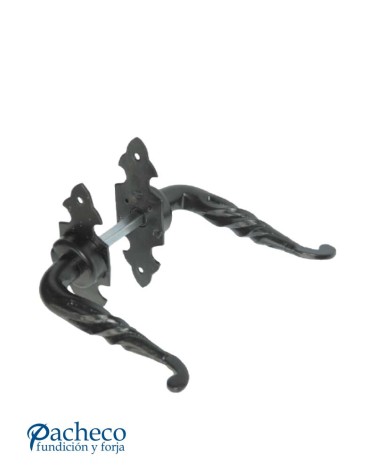 Manilla de hierro forjado trenzada con placa para puerta principal