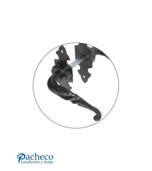 Manilla de hierro forjado trenzada con placa para puerta principal