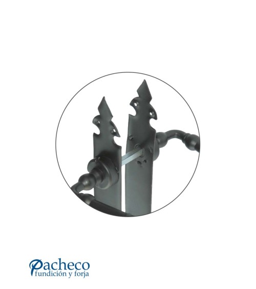 Manilla de forja rústica con placa larga decorada para puerta de hierro