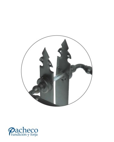 Manilla de forja rústica con placa larga decorada para puerta de hierro