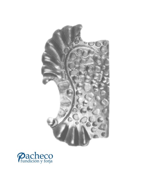 Placa decorativa de forja rústica martillada para manilla  Modelo izquierda