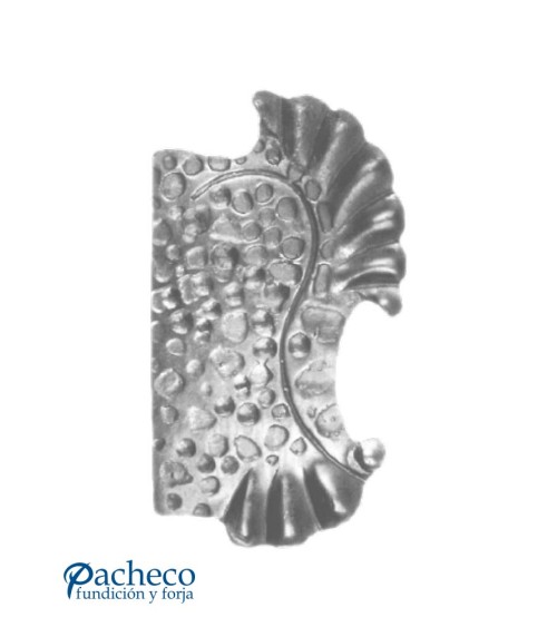 Placa decorativa de forja rústica martillada para manilla  Modelo derecha