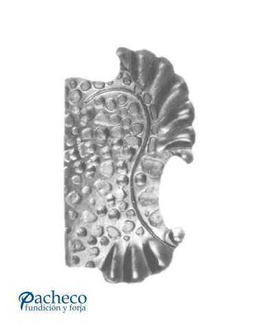 Placa decorativa de forja rústica martillada para manilla  Modelo derecha