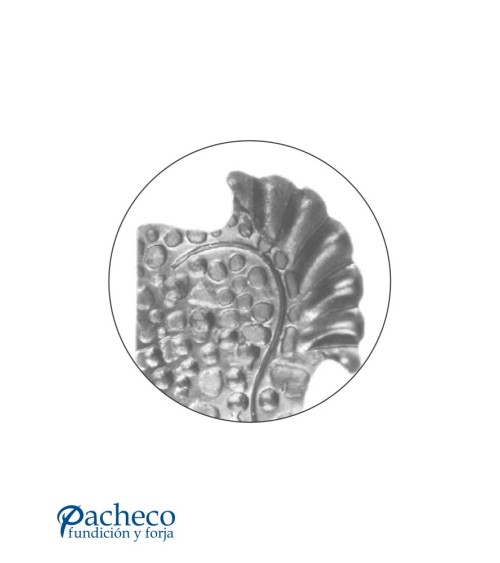 Placa decorativa de forja rústica martillada para manilla  Modelo derecha