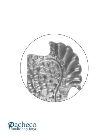 Placa decorativa de forja rústica martillada para manilla  Modelo derecha