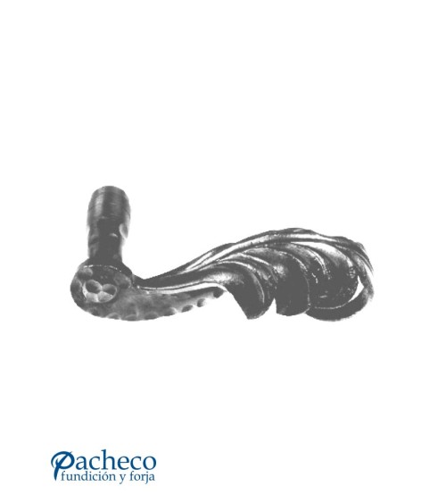 Manilla de forja rústica decorada para puerta de hierro (derecha / izquierda)