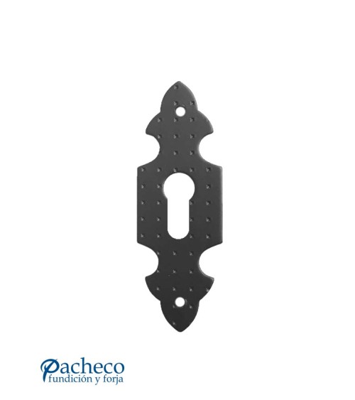 Bocallave de forja rústica con diseño decorado para puerta antigua