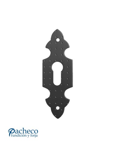 Bocallave de forja rústica con diseño decorado para puerta antigua