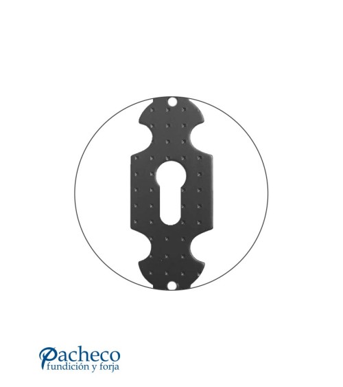 Bocallave de forja rústica con diseño decorado para puerta antigua