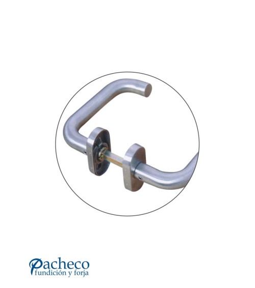 Manilla de acero inoxidable 304 satinado en U con roseta para puerta interior