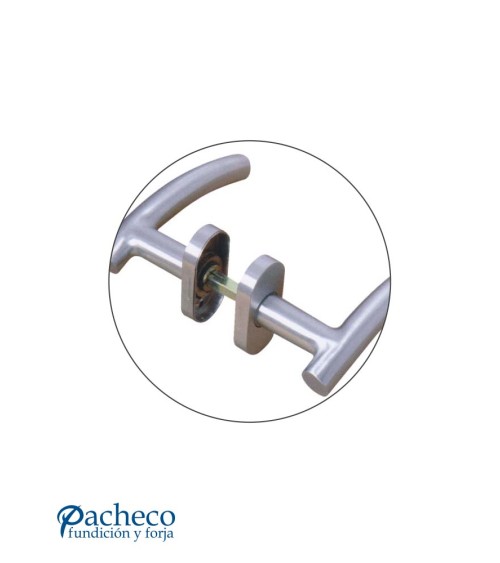 Manilla de acero inoxidable 304 satinado doble con placa para puerta interior