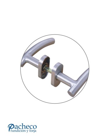 Manilla de acero inoxidable 304 satinado doble con placa para puerta interior