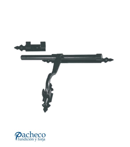 Cerrojo de hierro forjado negro clásico para puertas rústicas