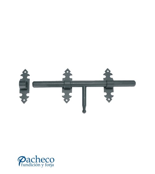 Cerrojo de hierro forjado negro con tirador curvo para puertas metálicas