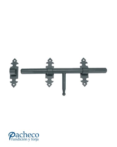 Cerrojo de hierro forjado negro con tirador curvo para puertas metálicas