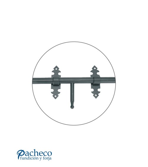 Cerrojo de hierro forjado negro con tirador curvo para puertas metálicas