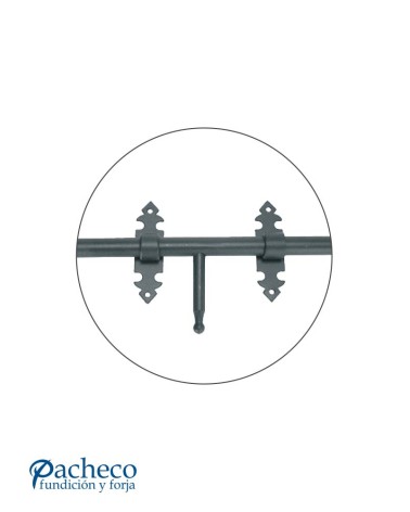 Cerrojo de hierro forjado negro con tirador curvo para puertas metálicas