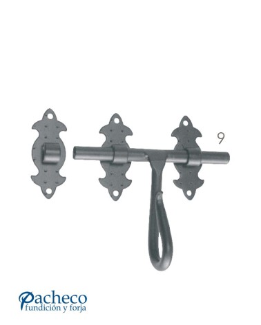 Cerrojo decorativo de hierro forjado negro para puertas de entrada rústicas