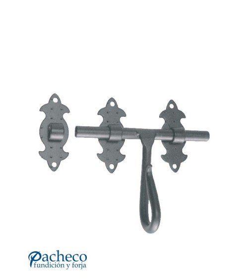 Cerrojo decorativo de hierro forjado negro para puertas de entrada rústicas