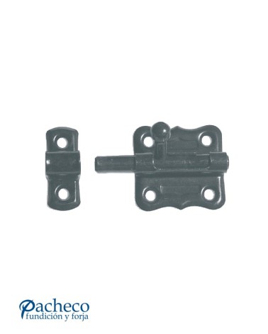 Cerrojo de hierro forjado negro con placa decorativa para puertas rústicas