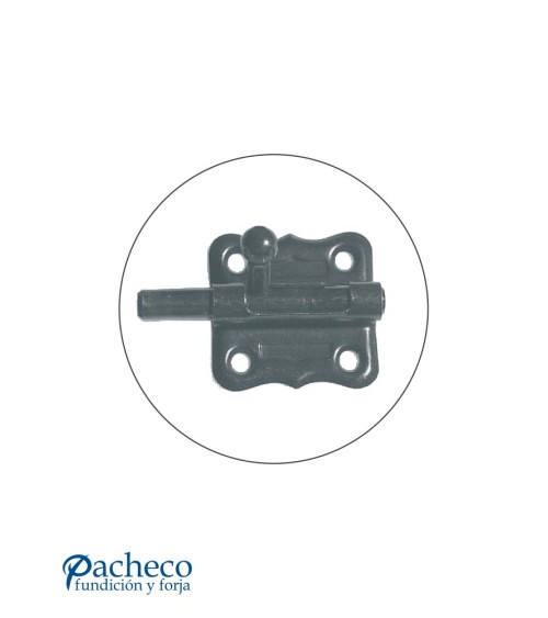 Cerrojo de hierro forjado negro con placa decorativa para puertas rústicas