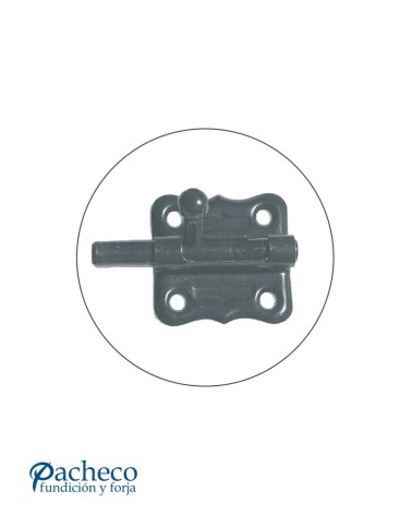 Cerrojo de hierro forjado negro con placa decorativa para puertas rústicas