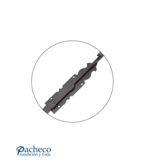 Pasador artesanal de hierro en acabado negro para puertas rústicas