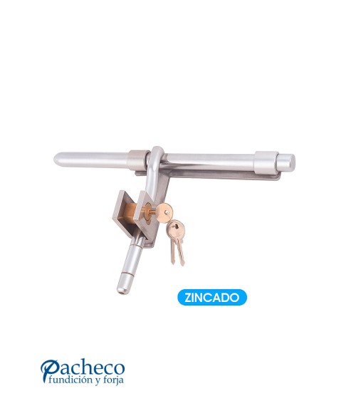 Cerrojo zincado con llave para puertas metálicas de entrada