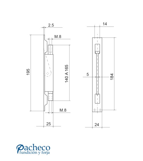 Cerradura embutida de acero inoxidable 304 con doble acción para puertas metálicas