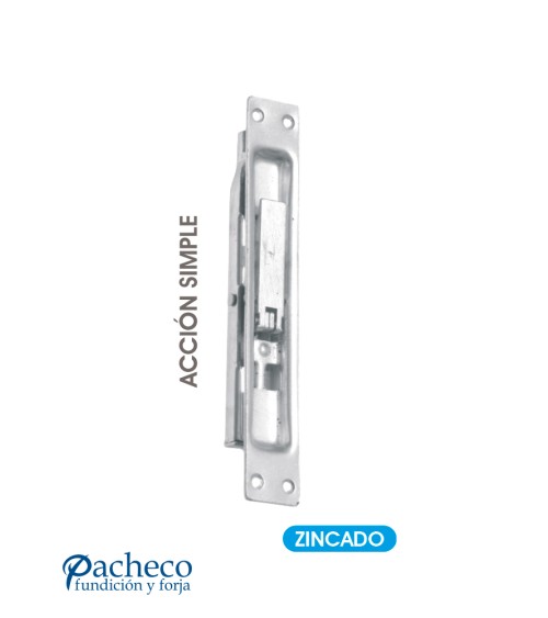 Cerradura embutida zincada de acción simple para puertas metálicas