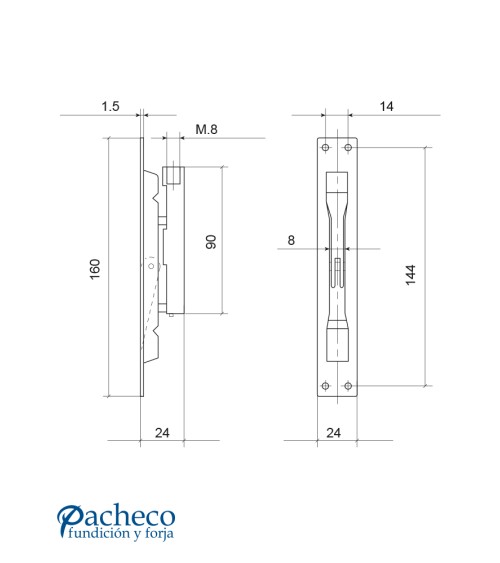Cerradura embutida de acero inoxidable 304 con acción simple para puertas metálicas