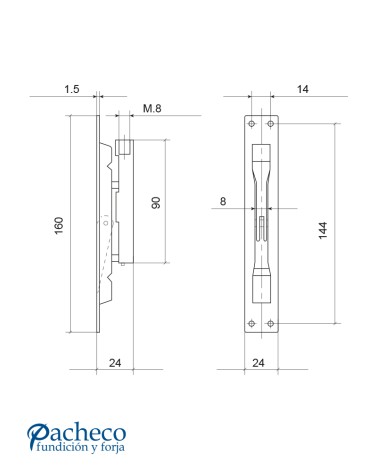 Cerradura embutida de acero inoxidable 304 con acción simple para puertas metálicas