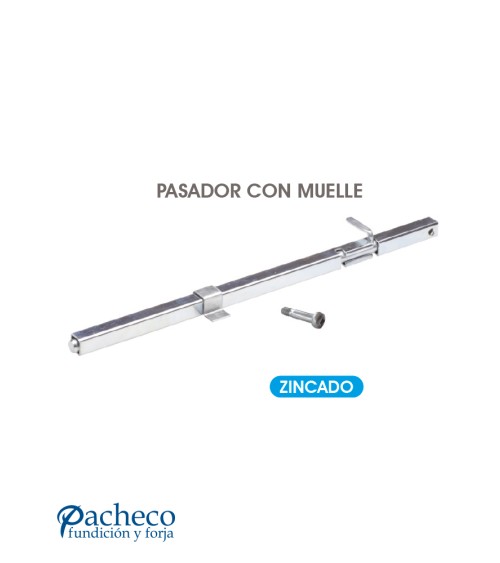 Pasador zincado con muelle para puertas metálicas y cerramientos exteriores