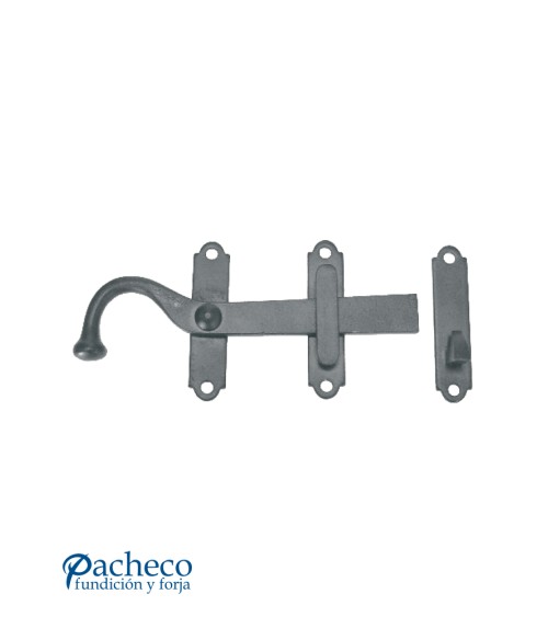 Cerrojo de hierro lacado negro con soporte múltiple para puertas rústicas