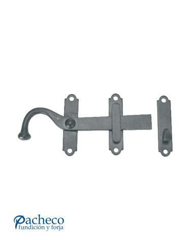 Cerrojo de hierro lacado negro con soporte múltiple para puertas rústicas