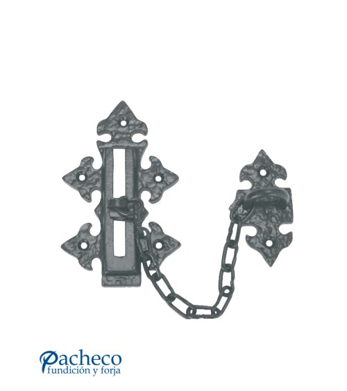 Tranca de hierro lacado en negro para puertas rústicas de entrada