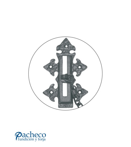 Tranca de hierro lacado en negro para puertas rústicas de entrada